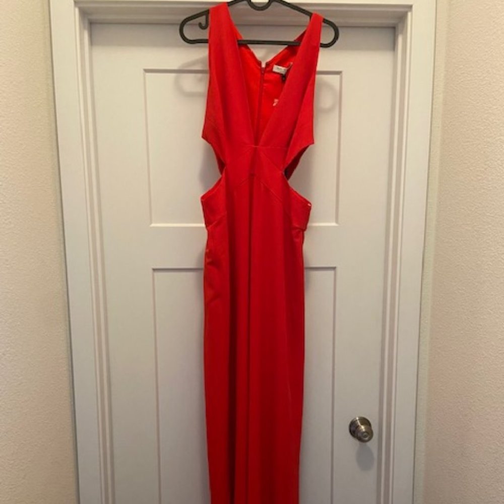 *NWT* Halston Heritage Lipstick Red Full-length Evening Dress with Cutouts